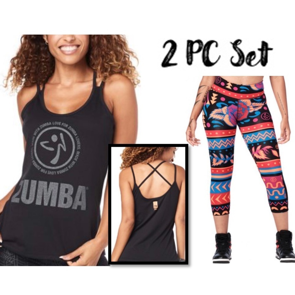 Zumba Wear 2Pc Glam Tank & Capri Leggings Set